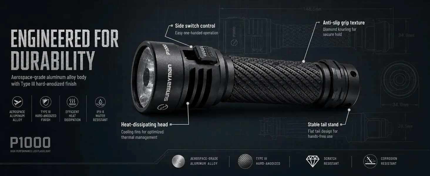 SUNWAYMAN P1000 1050 Lumens Rechargeable Flashlight_3